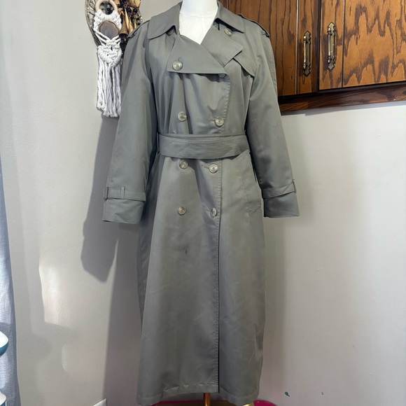 Vintage London Fog Classic Olive Green Trench Coat Size 10 - Picture 2 of 15